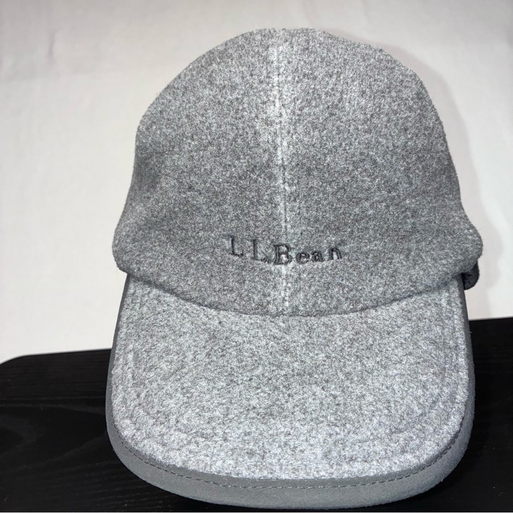 Vintage L.L . Bean Gray Black Fleece Polartec Hat Cap Ear Flaps Size L/XL - Picture 3 of 12